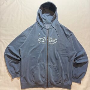 U.S. Vintage Hoodie Men XXL Blue Outer Banks North Carolina Full Zip Souvenir